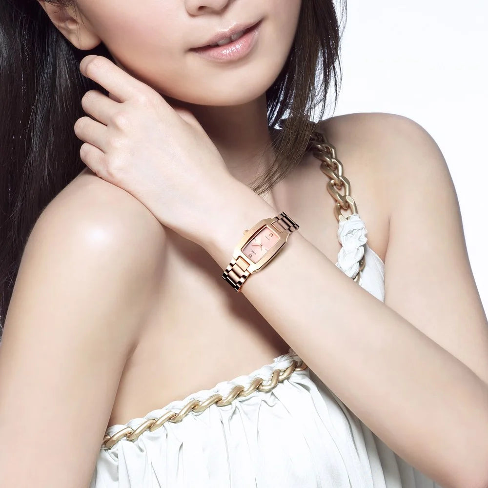 SKMEI 1400 Classic Quartz Ladies Watch Rhinestone Decor Zinc Alloy Wrist Watch - Rose Gold - 4