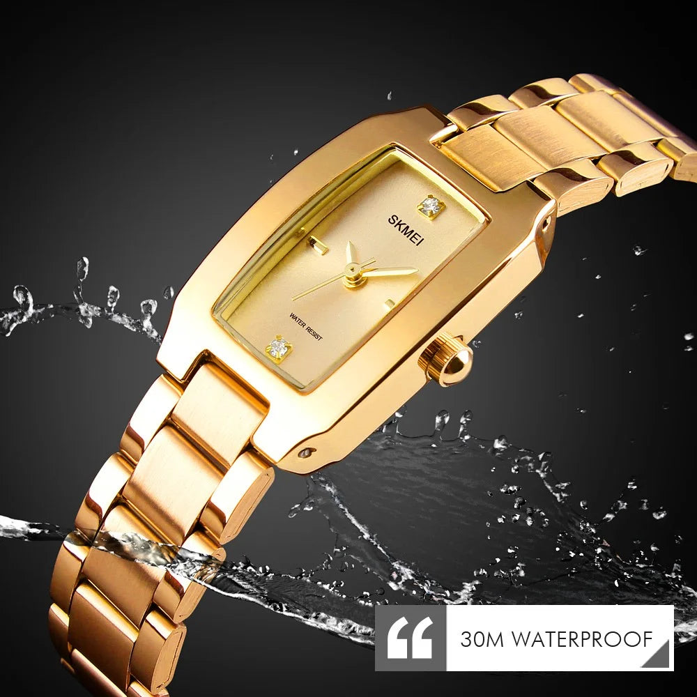 SKMEI 1400 Classic Quartz Ladies Watch Rhinestone Decor Zinc Alloy Wrist Watch - Rose Gold - 6