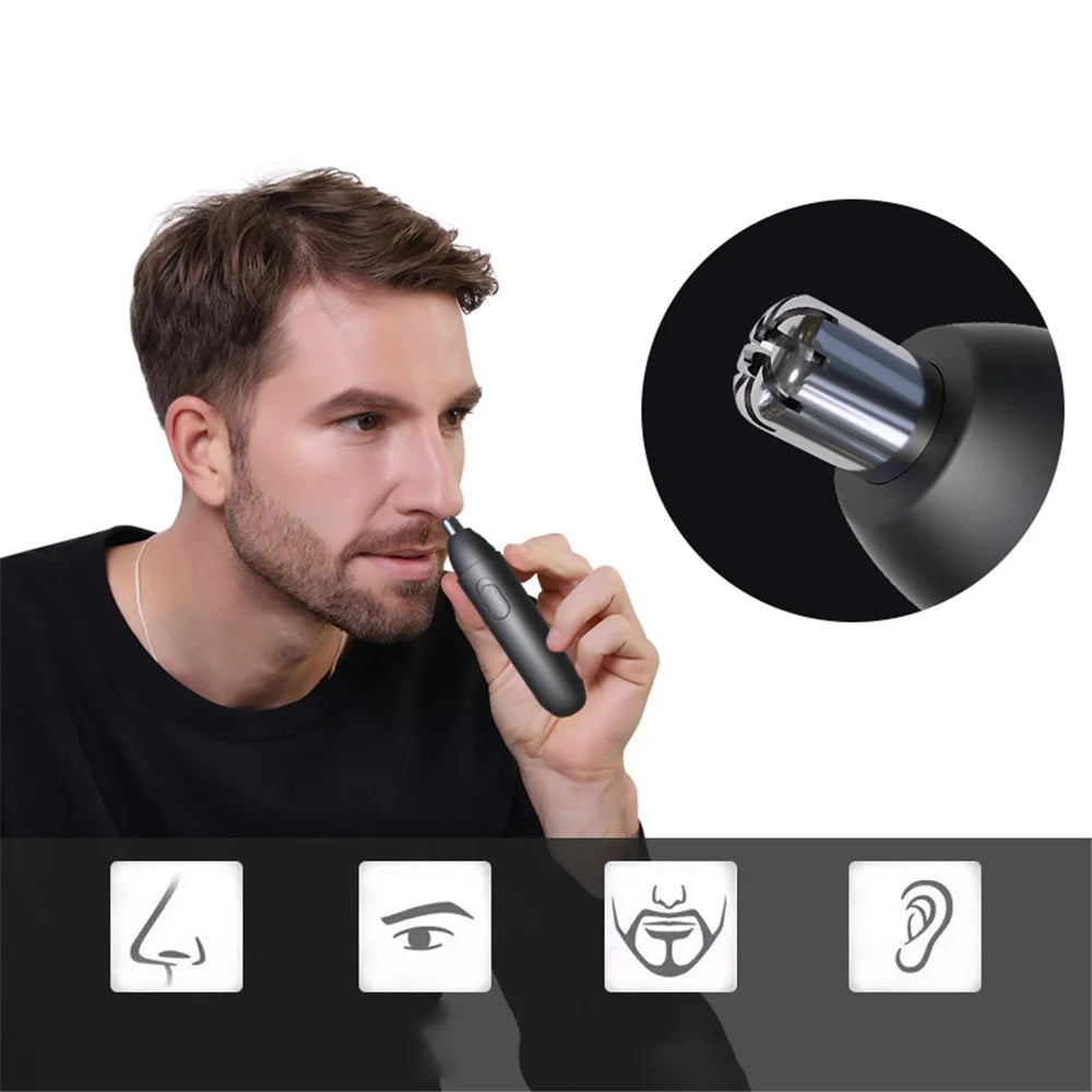 GT-2220A Electric Nose Hair Trimmer USB Rechargeable Nose Hair Beard Eyebrow Shaver - Black - 4