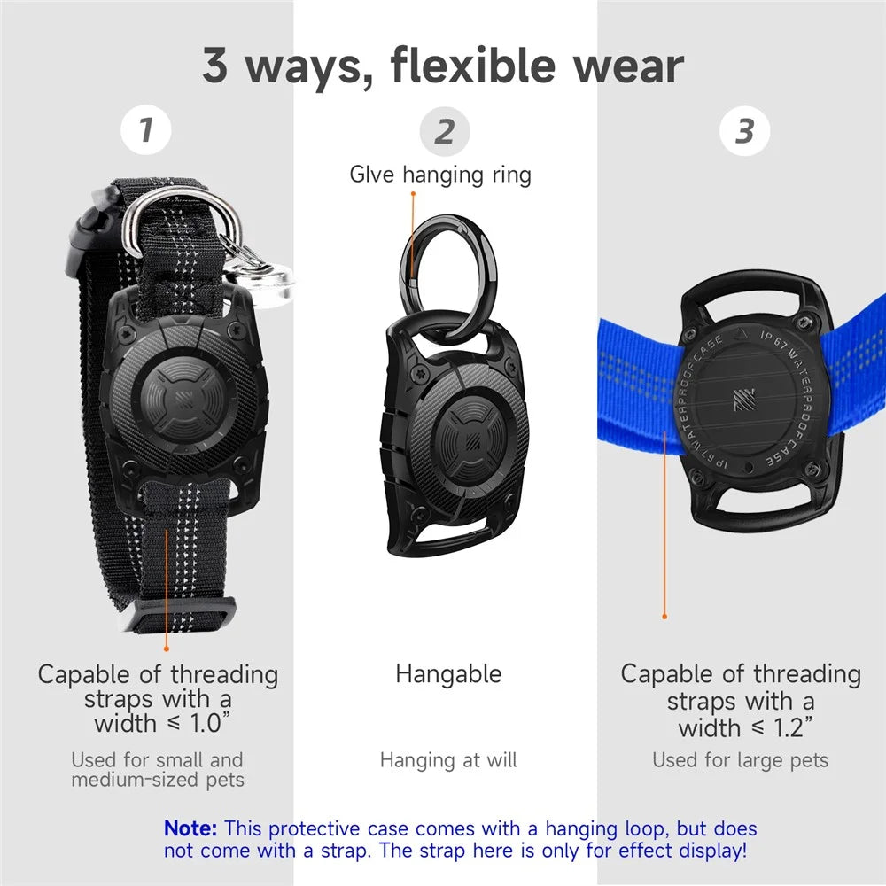 IP67 Waterproof Case for AirTag Bluetooth-compatible Tracker TPU+PC Full Body Protective Cover - Black - 5