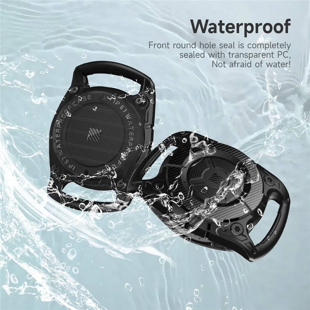IP67 Waterproof Case for AirTag Bluetooth-compatible Tracker TPU+PC Full Body Protective Cover - Black - 6