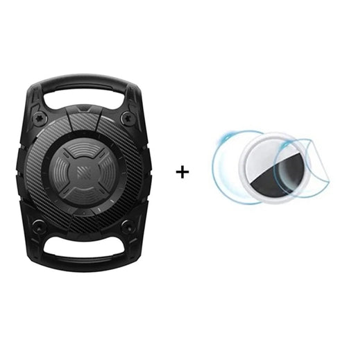 Soft TPU Case for AirTag Bluetooth-compatible Tracker Protective IP67 Waterproof Cover, with Front Back Film Set - Black - 1