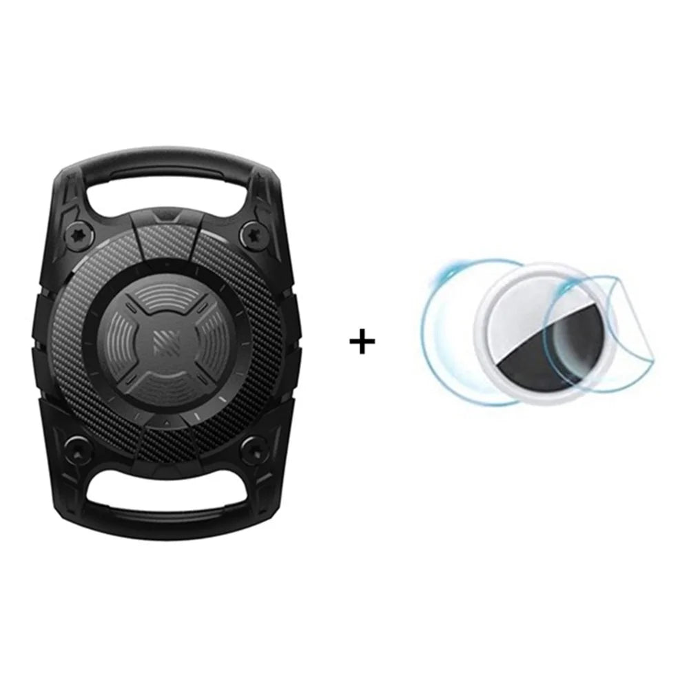 Soft TPU Case for AirTag Bluetooth-compatible Tracker Protective IP67 Waterproof Cover, with Front Back Film Set - Black - 1