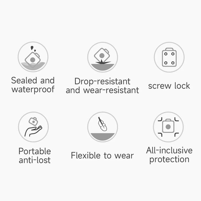 Soft TPU Case for AirTag Bluetooth-compatible Tracker Protective IP67 Waterproof Cover, with Front Back Film Set - Black - 3