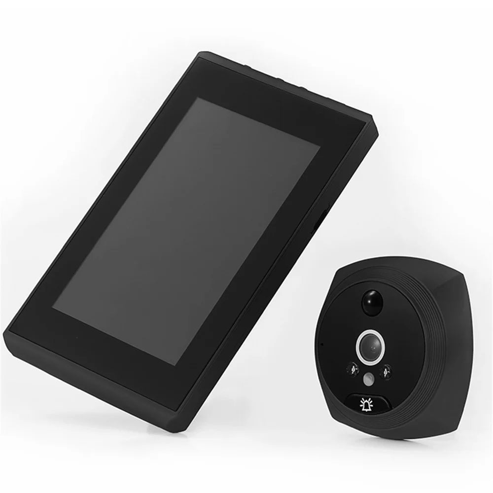 N7 4.5 inch LCD Display Night Vision Doorbell for Photo Video Recording, 2500mAh Battery Powered Motion Detection Doorbell - Black - 1