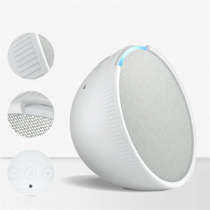 Silicone Case for Amazon Echo Pop Bluetooth-compatible Speaker Anti-scratch Protective Cover - White - 2