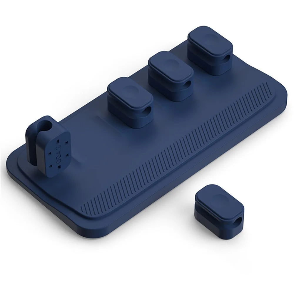 Self-Adhesive Bottom Silicone Magnetic Cable Clip Data Cord Management Holder Line Organizer Keeper for Desktop - Blue - 1