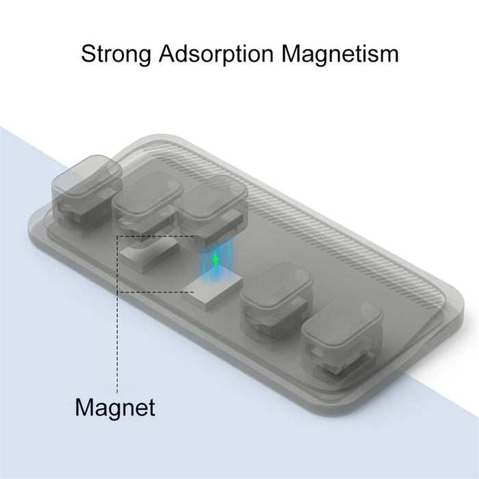 Self-Adhesive Bottom Silicone Magnetic Cable Clip Data Cord Management Holder Line Organizer Keeper for Desktop - Blue - 7
