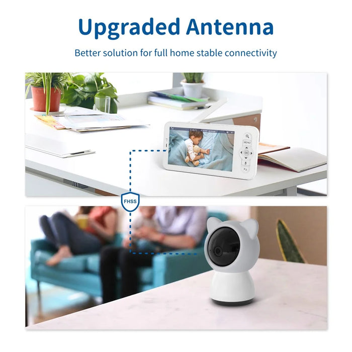 BABY5 5 inch Display Baby Monitor Two-Way Voice Camera APP Remote Monitoring Watcher - Grey / US Plug - 7