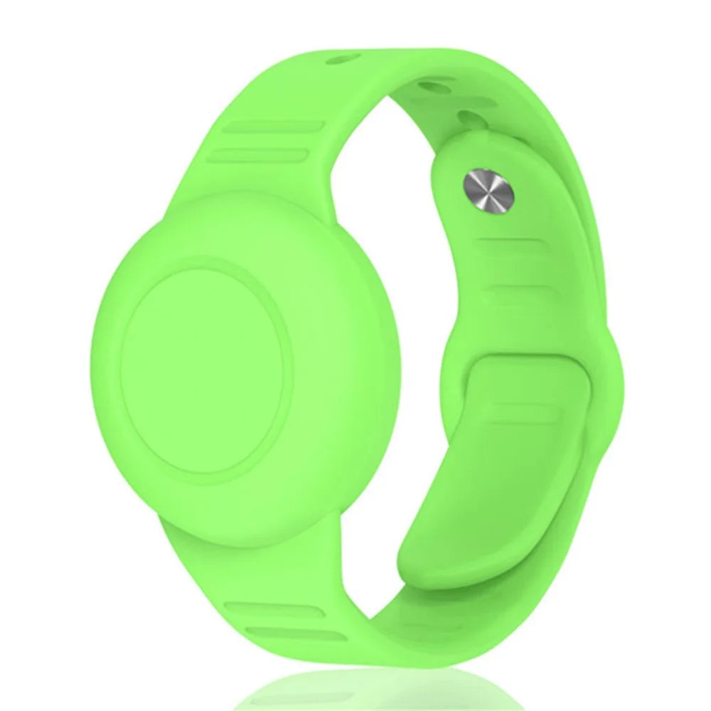 Waterproof Silicone Case for Apple AirTag Tracker Bracelet for Kids Bluetooth-compatible Finder Wristband Full Case Cover - Luminous Green - 1