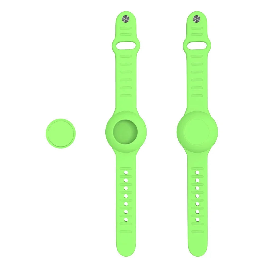 Waterproof Silicone Case for Apple AirTag Tracker Bracelet for Kids Bluetooth-compatible Finder Wristband Full Case Cover - Luminous Green - 3