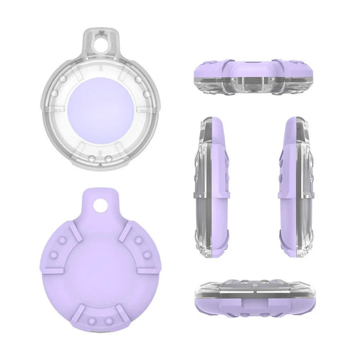 For Apple AirTag Locator Protective Cover TPU Anti-Scratch Holder Accessory with Ring Buckle - Purple - 1