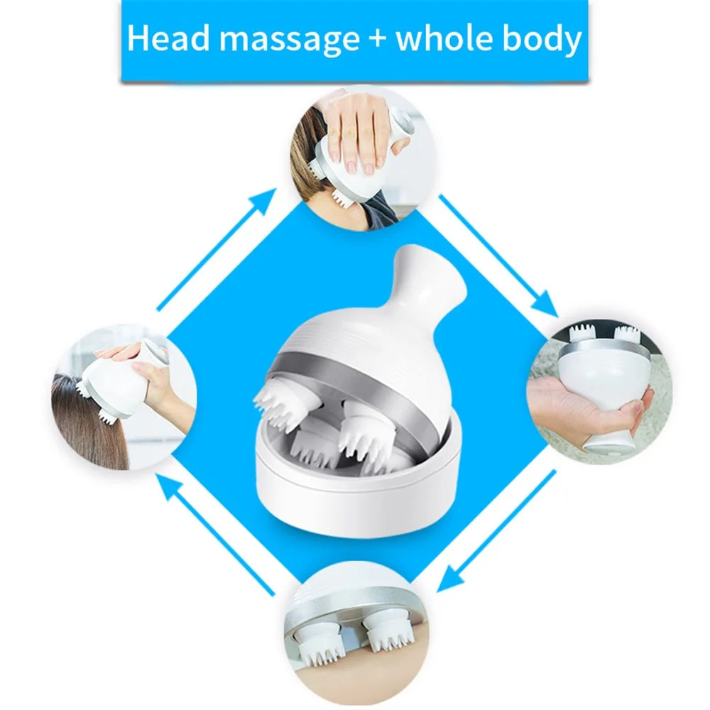 JH-T1 Electric Head Massager for Scalp Body Shoulder Neck Pet Cat Dog Stress Relieve Device, White Claw - 3