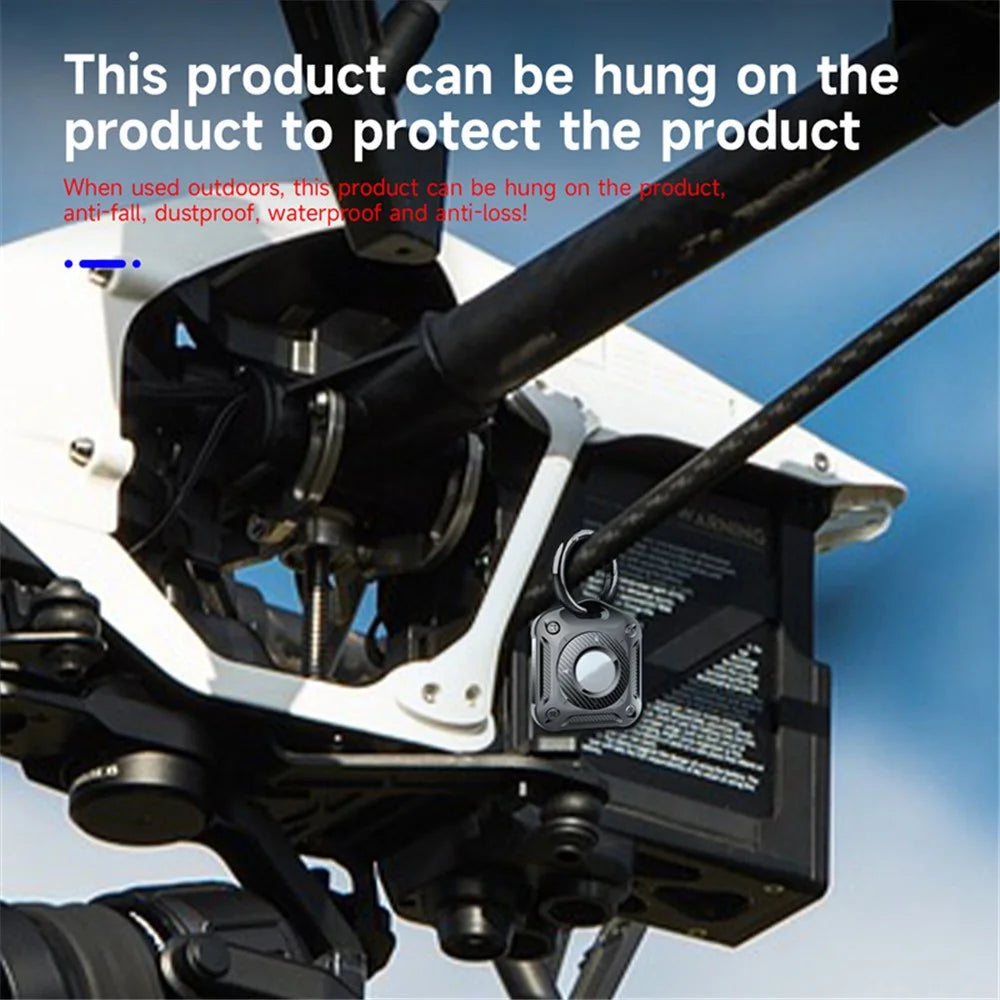 TPU + PC Case for AirTag Tracker, Anti-drop IP67 Waterproof Locator Protective Cover - Black - 6