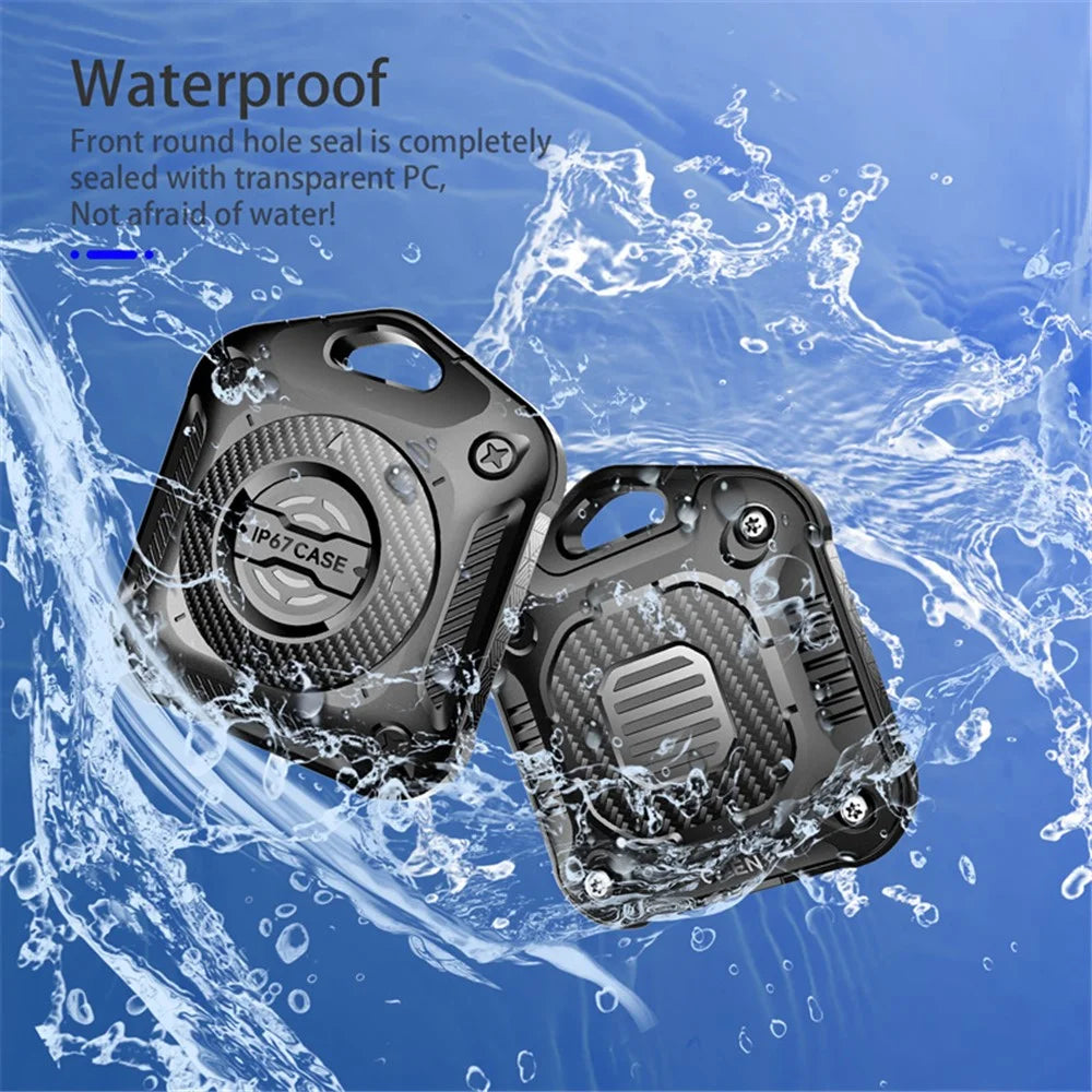 IP67 Waterproof TPU + PC Case for AirTag Bluetooth-compatible Tracker Anti-Scratch Locator Cover, with Front Back Film Set - Black - 6