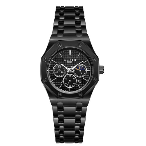 WLISTH 6149 Alloy Strap Business Quartz Watch Luminous Wrist Watch with Calendar - Black / Men - 1