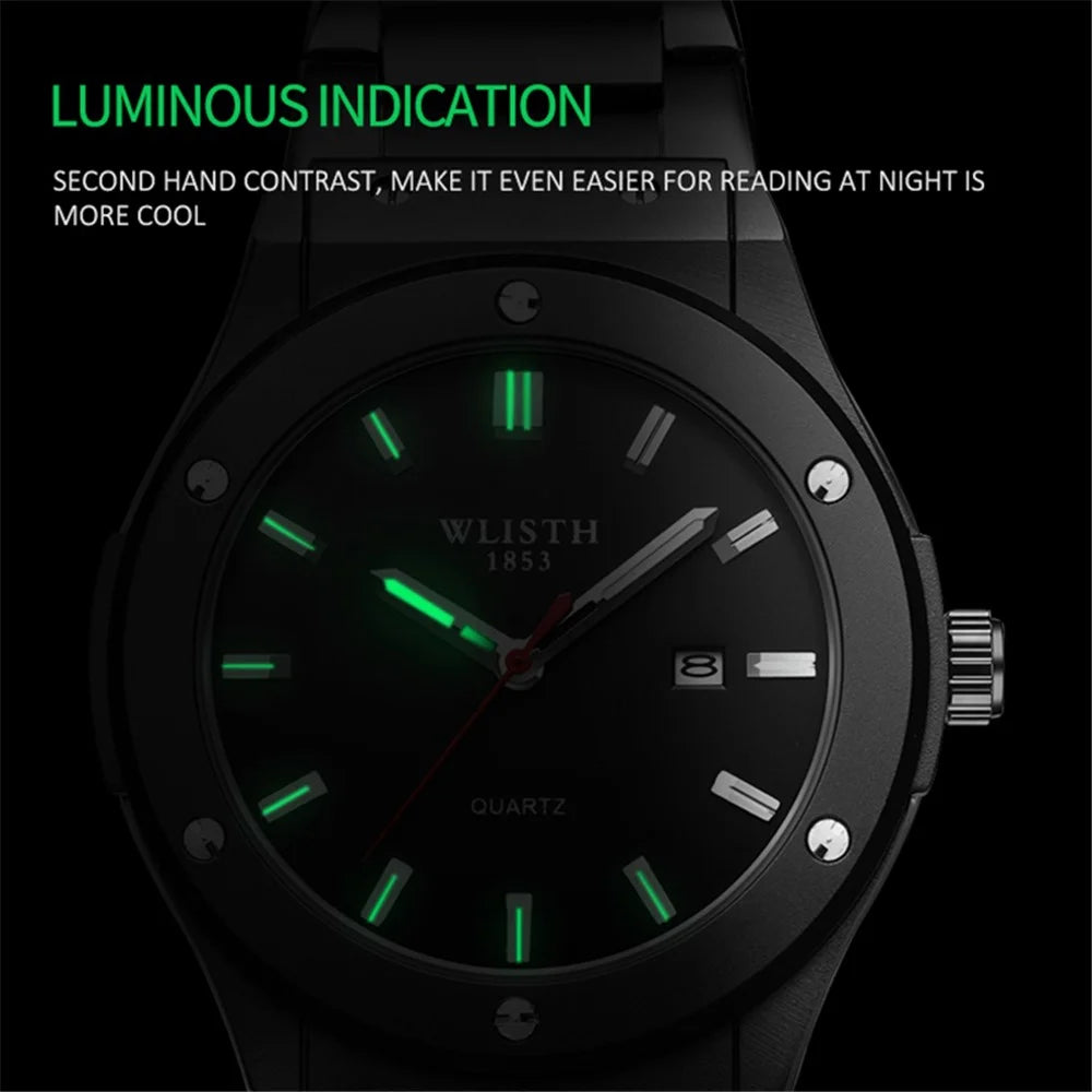WLISTH S939 Sports Quartz Watch Luminous Daily Life Waterproof Wrist Bracelet Watch with Calendar Display - Rose Gold Steel Strap - 5