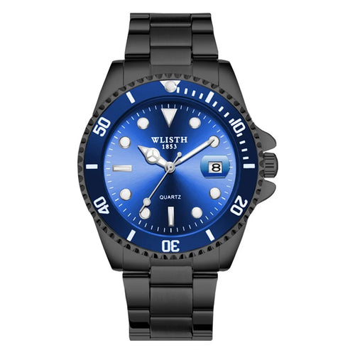 WLISTH 6057 Luminous Watch Daily Life Waterproof Bracelet Wrist Watch Band with Calendar Display Function - Blue / Black - 1