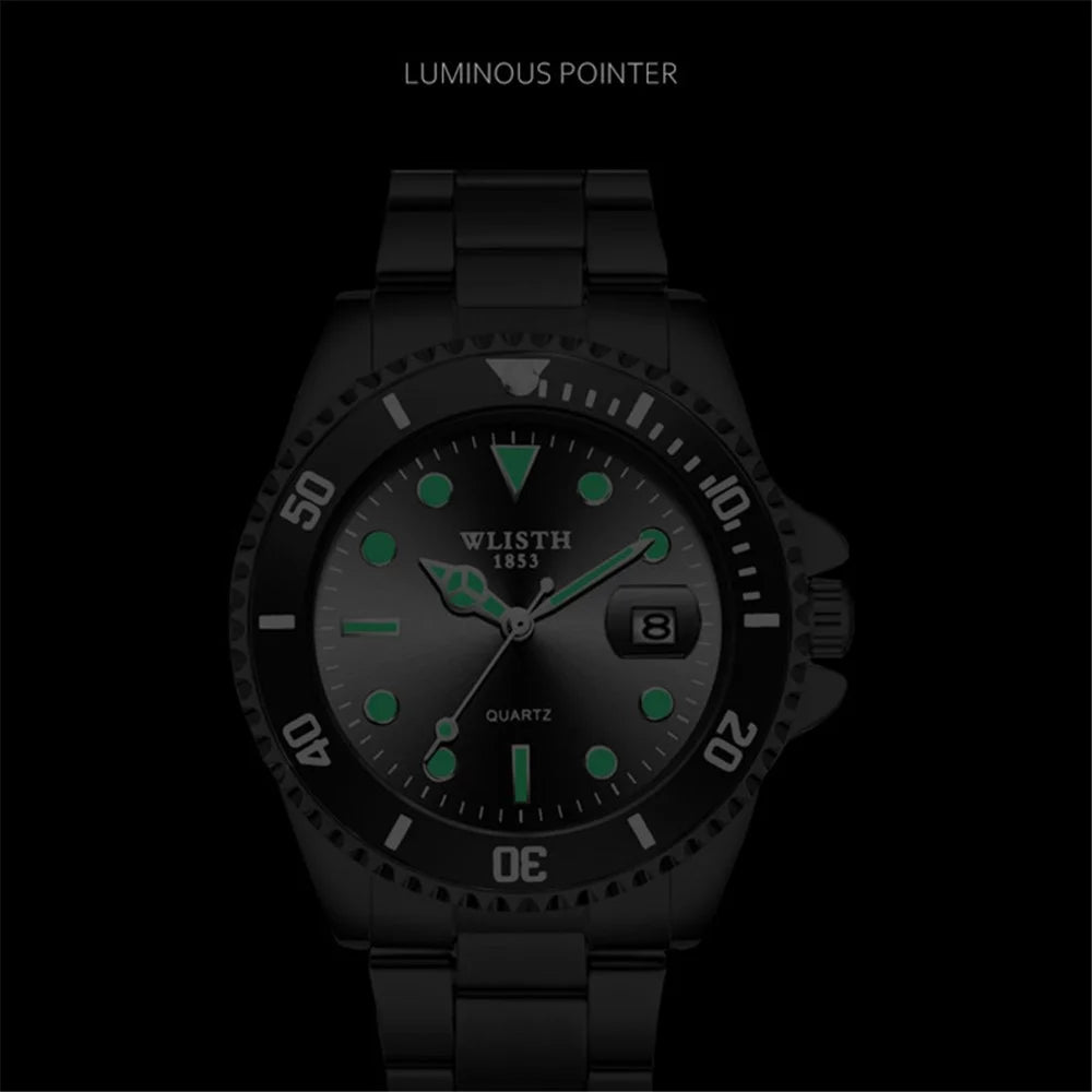 WLISTH 6057 Luminous Watch Daily Life Waterproof Bracelet Wrist Watch Band with Calendar Display Function - Blue / Black - 6