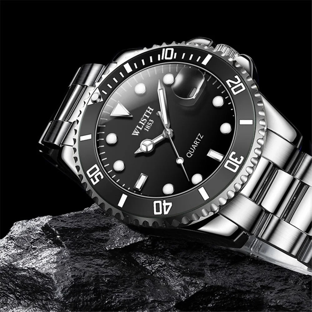WLISTH 6057 Luminous Watch Daily Life Waterproof Bracelet Wrist Watch Band with Calendar Display Function - Blue / Black - 7