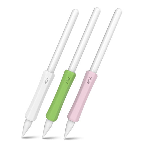 AHASTYLE LC03 3Pcs / Pack Soft Silicone Grip Holder for Apple Pencil 1st / 2nd Generation Stylus Pencil Non-Slip Protective Cover - White / Pink / Matcha Green - 1