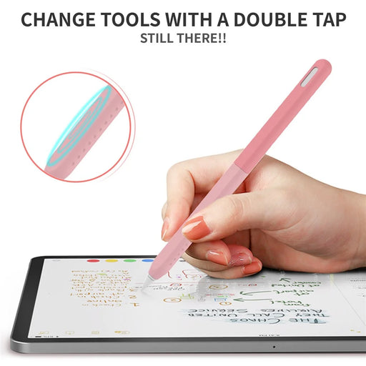 AHASTYLE PT182 Silicone Stylus Pen Cover for Apple Pencil Pro / Pencil (2nd Generation) Color Splicing Retro Capacitive Stylus Sleeve - Pink - 2