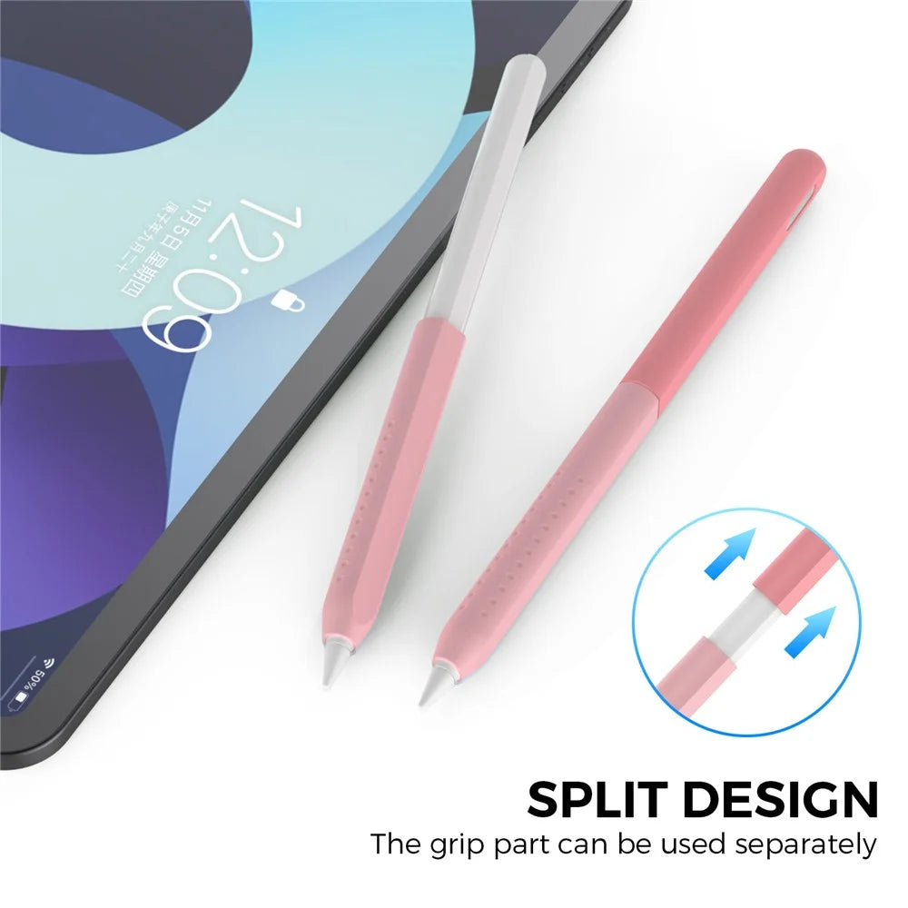 AHASTYLE PT182 Silicone Stylus Pen Cover for Apple Pencil Pro / Pencil (2nd Generation) Color Splicing Retro Capacitive Stylus Sleeve - Pink - 4