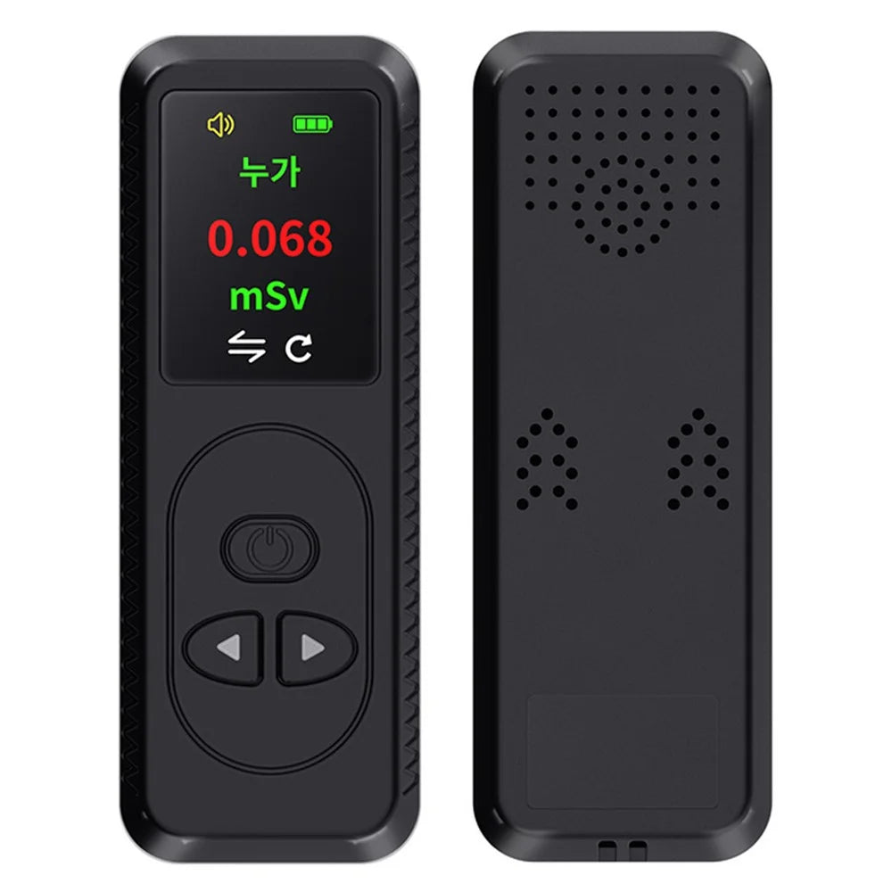 Handheld Plastic Nuclear Radiation Detector Color Display Rechargeable Radioactive Geiger Tester - Black - 1