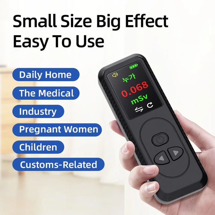 Handheld Plastic Nuclear Radiation Detector Color Display Rechargeable Radioactive Geiger Tester - Black - 2