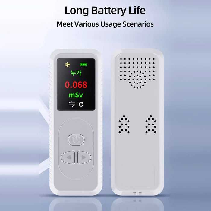 Handheld Plastic Nuclear Radiation Detector Color Display Rechargeable Radioactive Geiger Tester - Black - 7