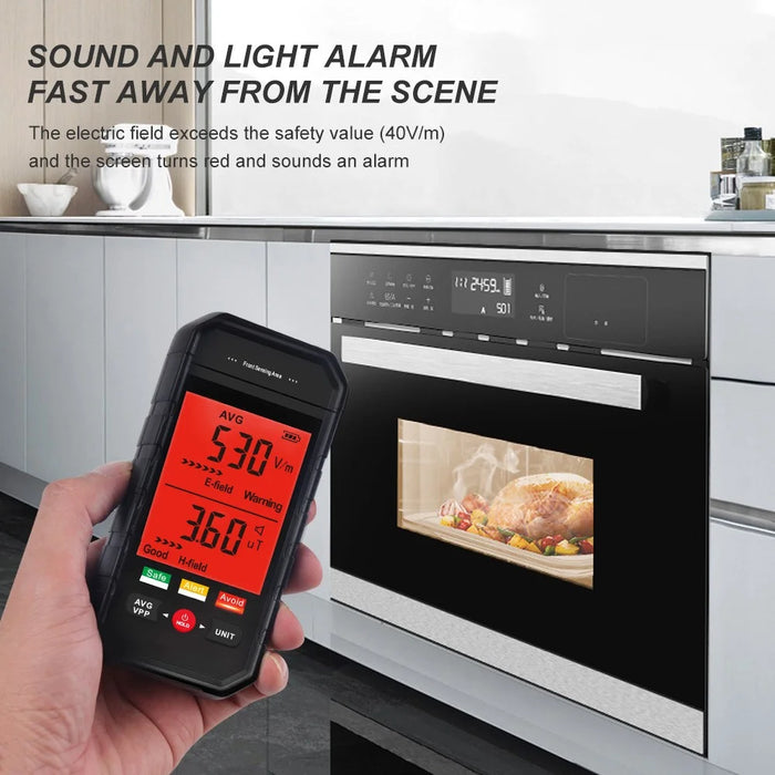 ET925 Electromagnetic Field Radiation Detector Sound Light Alarm Handheld Large Screen EMF Radiation Tester - 5