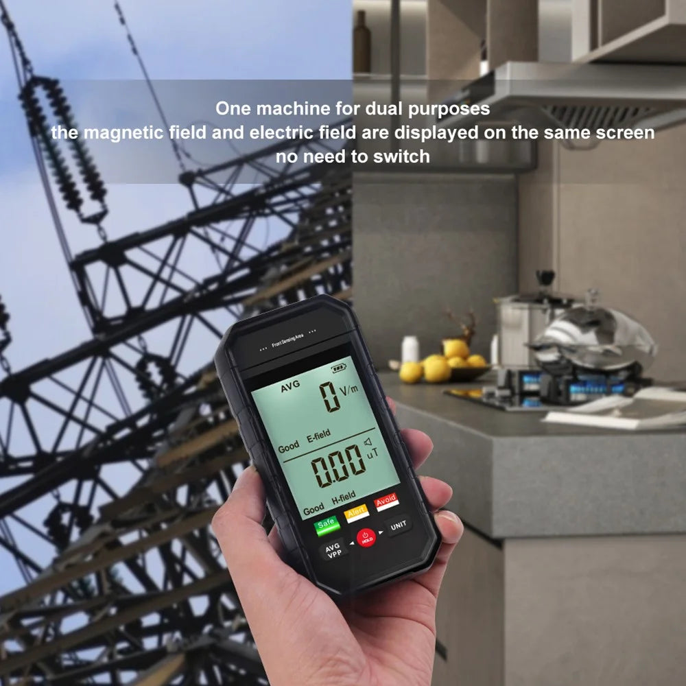 ET925 Electromagnetic Field Radiation Detector Sound Light Alarm Handheld Large Screen EMF Radiation Tester - 7