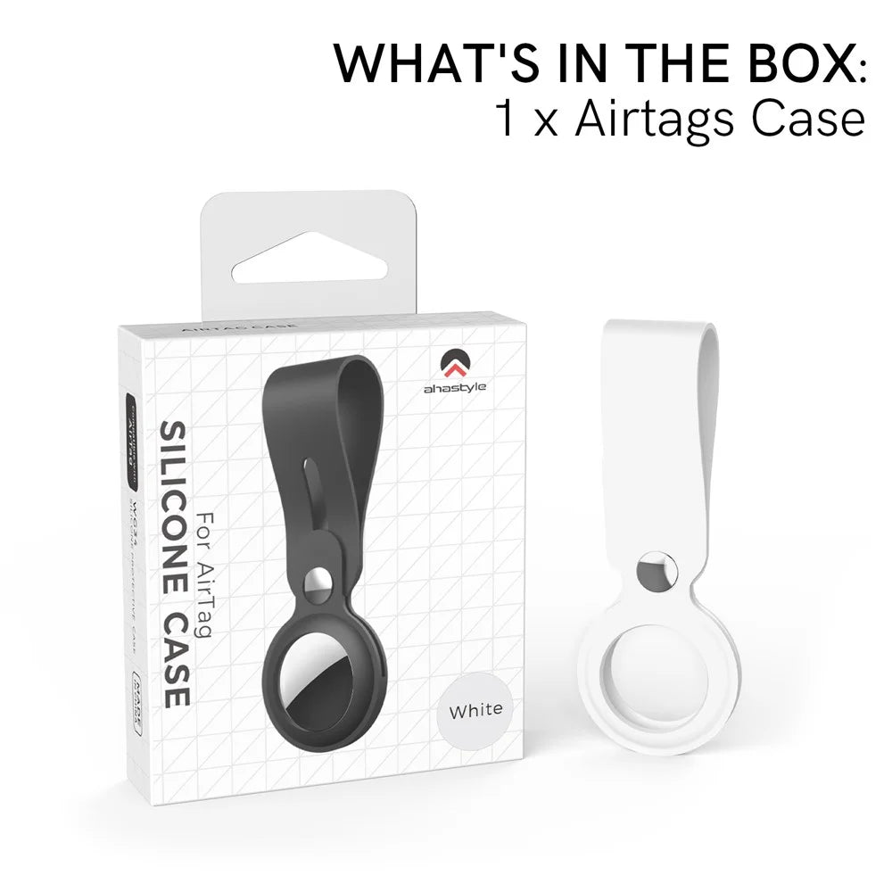 AHASTYLE WG34 Silicone Case for Apple AirTag , Scratch-resistant Bluetooth-compatible Tracker Protective Cover - White - 7
