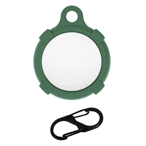 MOMAX For Airtag Tracker Case Holder Tracker Silicone Anti-Scratch Cover with Carabiner Buckle - Blackish Green - 1