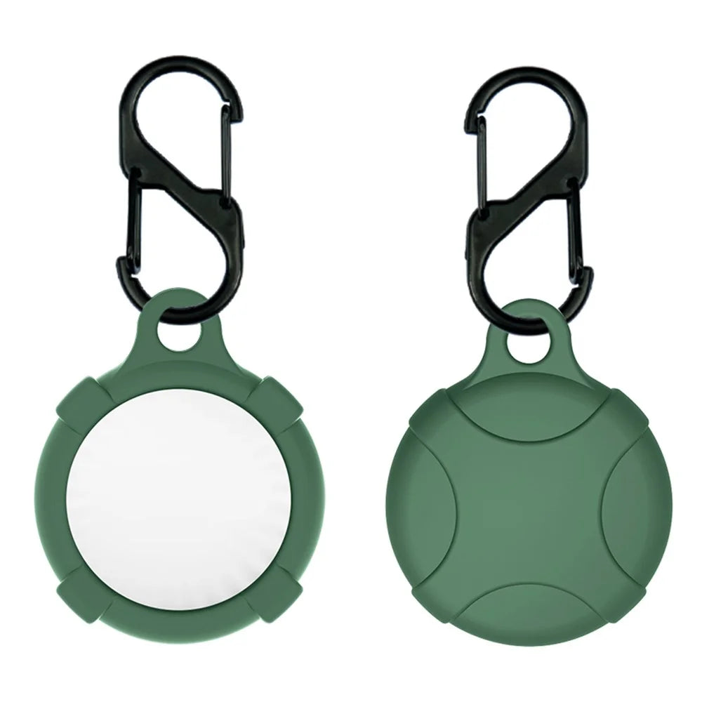 MOMAX For Airtag Tracker Case Holder Tracker Silicone Anti-Scratch Cover with Carabiner Buckle - Blackish Green - 2