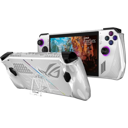 For Asus ROG Ally (2023) Game Console Clear PC Case Anti-drop Protective Cover with Kickstand - Transparent - 1