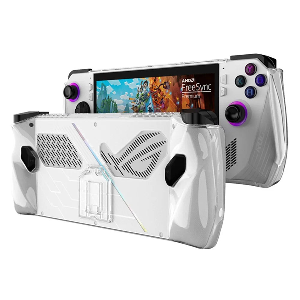 For Asus ROG Ally (2023) Game Console Clear PC Case Anti-drop Protective Cover with Kickstand - Transparent - 3