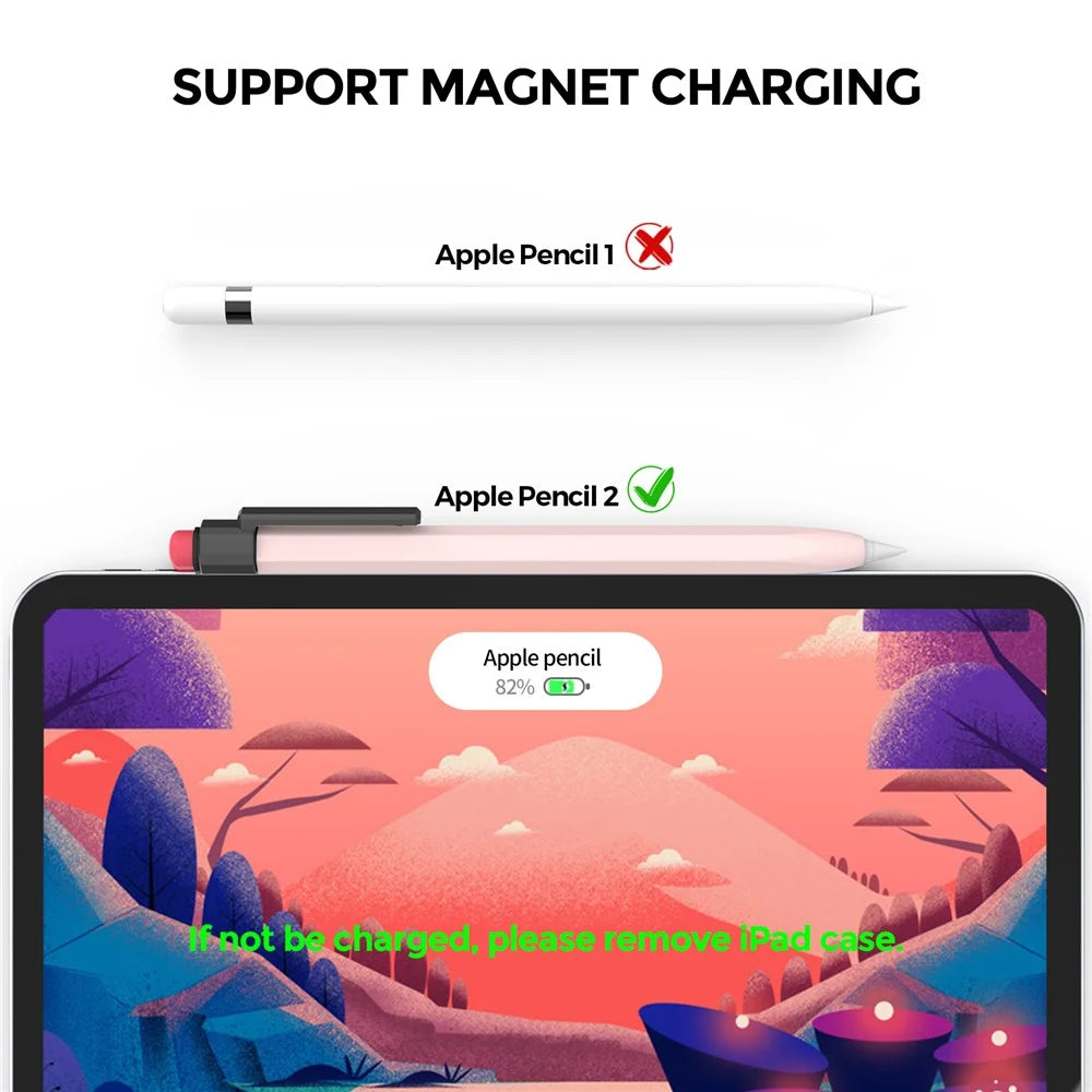 AHASTYLE PT80-2-K For Apple Pencil 2nd Generation Soft Silicone Cover Stylus Pen Anti-drop Sleeve - Pink - 2