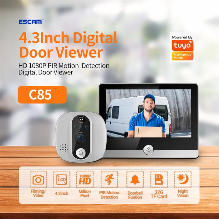 C85 Doorbell Camera 1080P PIR Motion Detection Digital Peephole Door Viewer Two-Way Call - 4