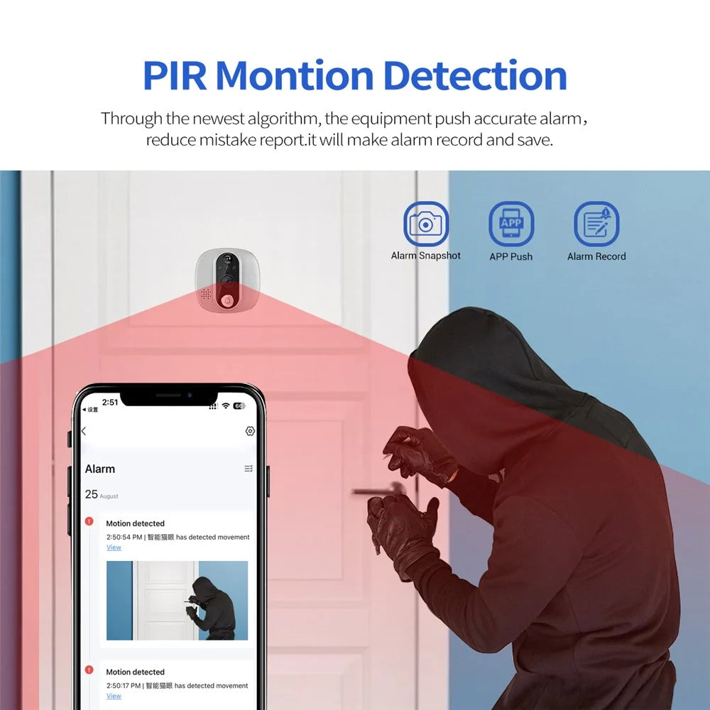 C85 Doorbell Camera 1080P PIR Motion Detection Digital Peephole Door Viewer Two-Way Call - 7
