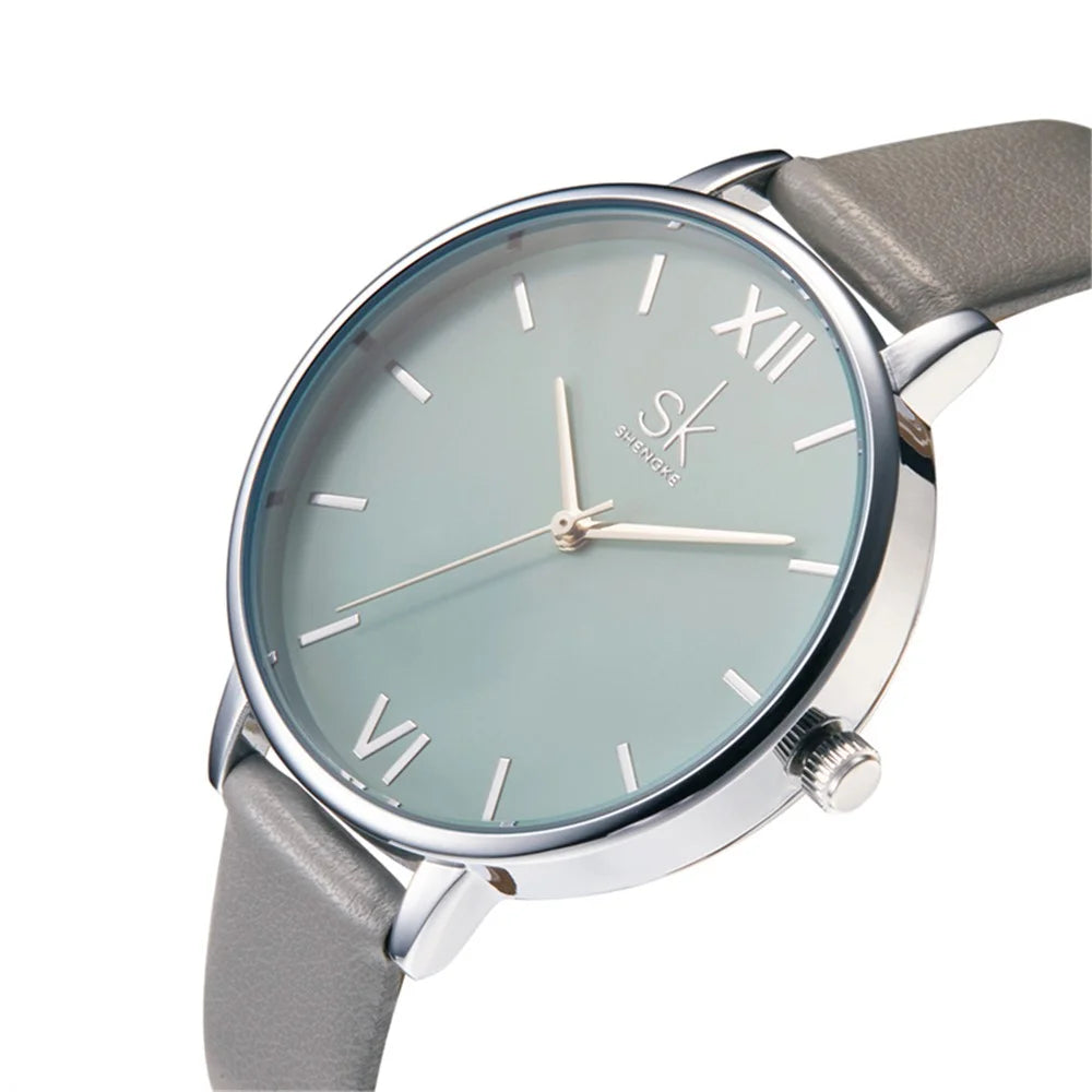 SK Fashionable Women's Quartz Watch with Precise Time Display for Teen Girls Daily Use - Brown - 2