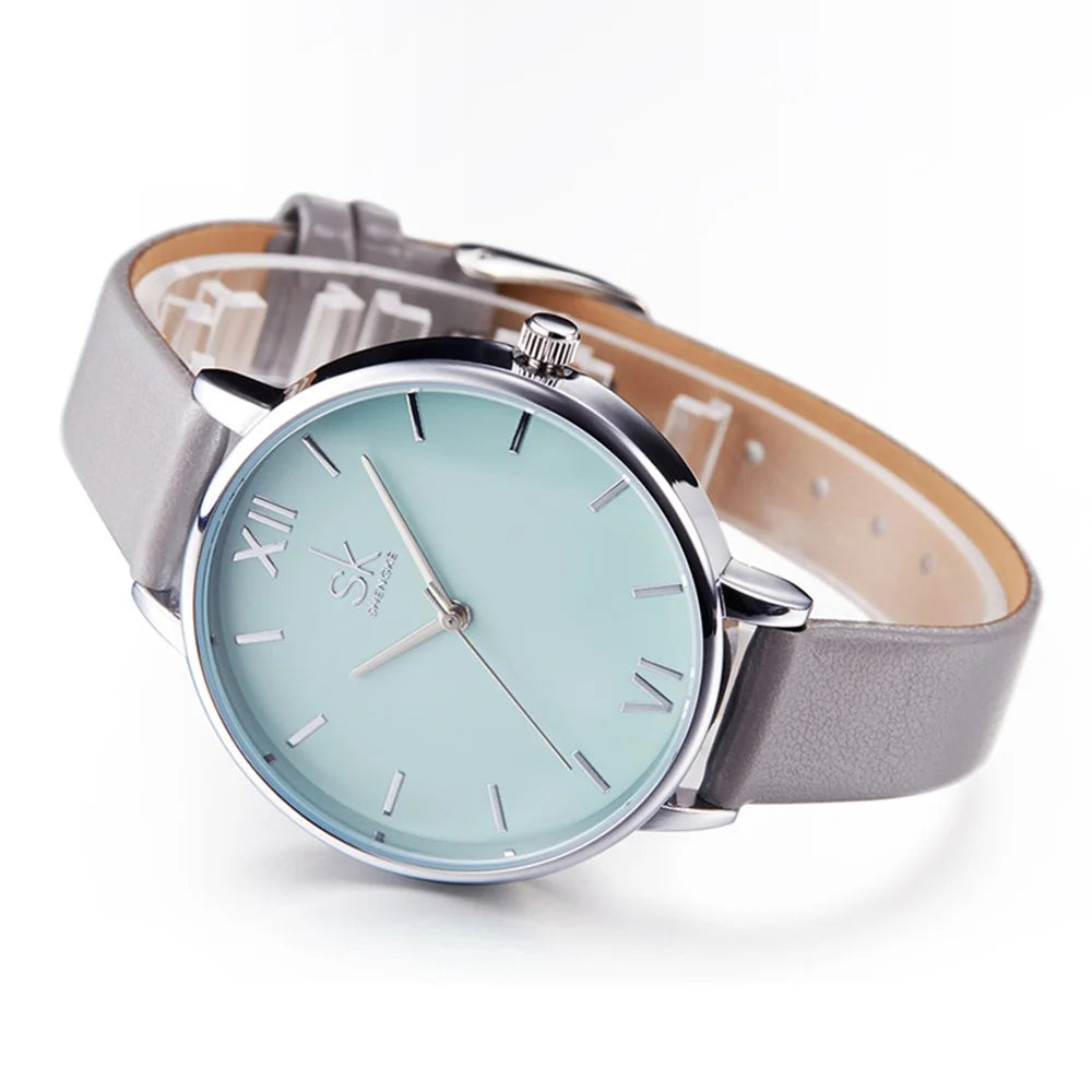 SK Fashionable Women's Quartz Watch with Precise Time Display for Teen Girls Daily Use - Brown - 3