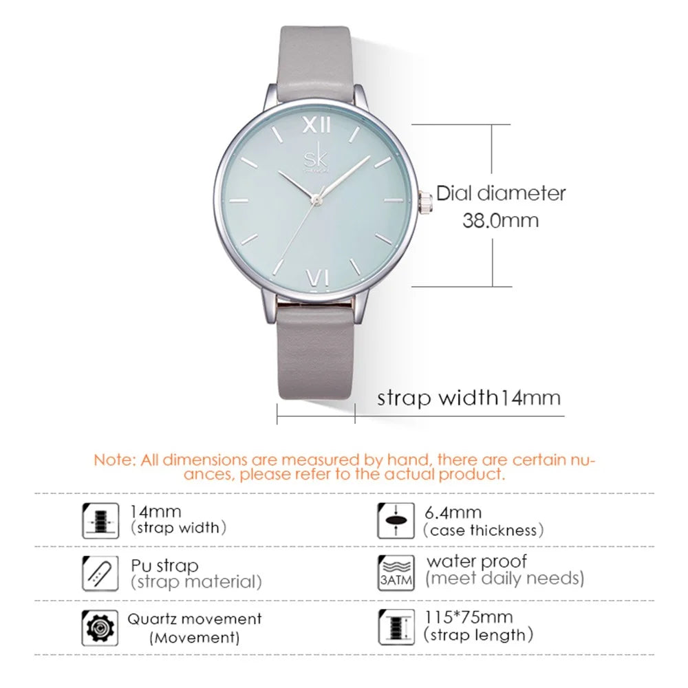 SK Fashionable Women's Quartz Watch with Precise Time Display for Teen Girls Daily Use - Brown - 6