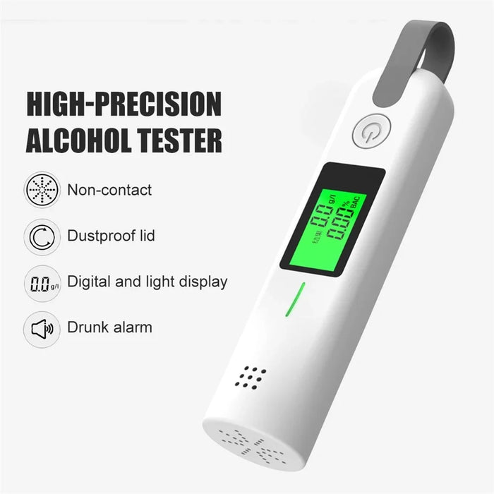 9766 Portable Breath Alcohol Tester 3-Color Indicator High-Precision Alcohol Tester with LED Display - White - 5