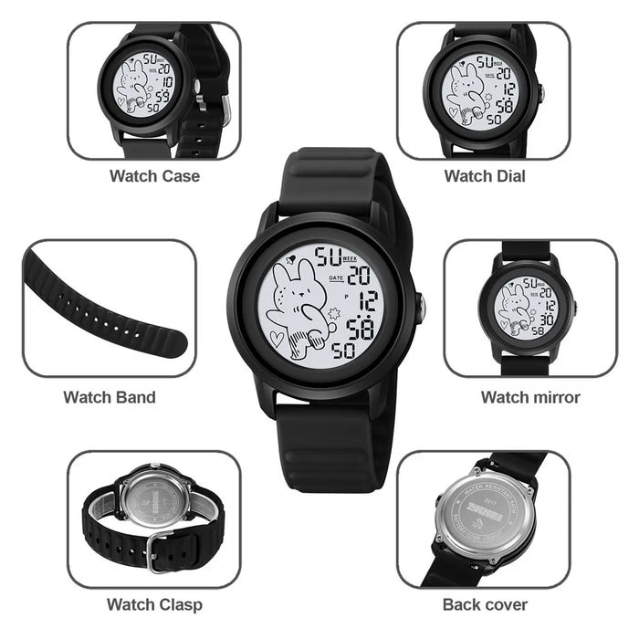 SKMEI 2217 Creative Electric Watch Simple Style Student Sports Electronic Watch - Black - 7