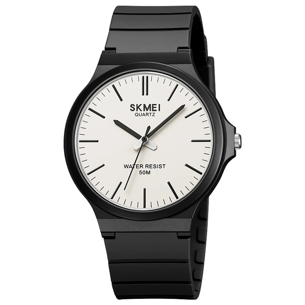 SKMEI 2108 Minimalism Quartz Watch 50m Waterproof Fashion Wrist Watch - Black / White / Black - 1