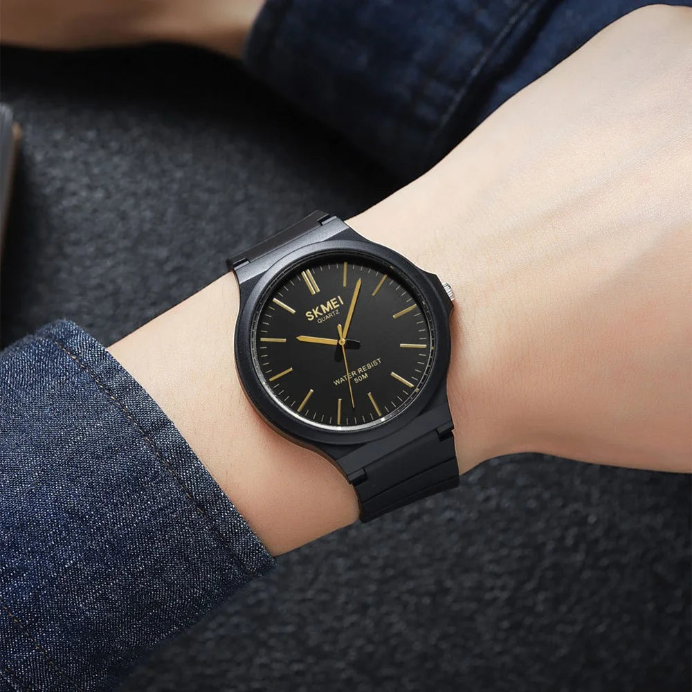 SKMEI 2108 Minimalism Quartz Watch 50m Waterproof Fashion Wrist Watch - Black / White / Black - 3