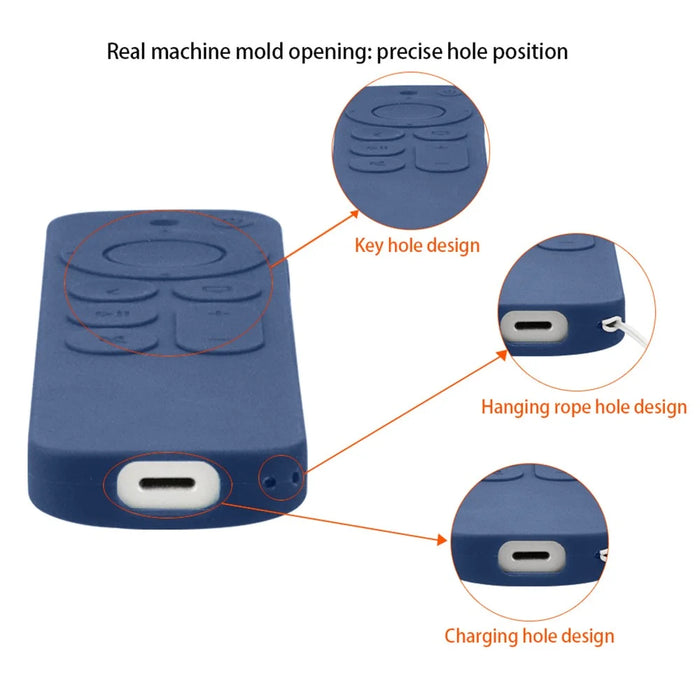 For Apple TV6 Remote Controller Drop-proof Case Silicone Protective Cover with Lanyard - Dark Blue - 6