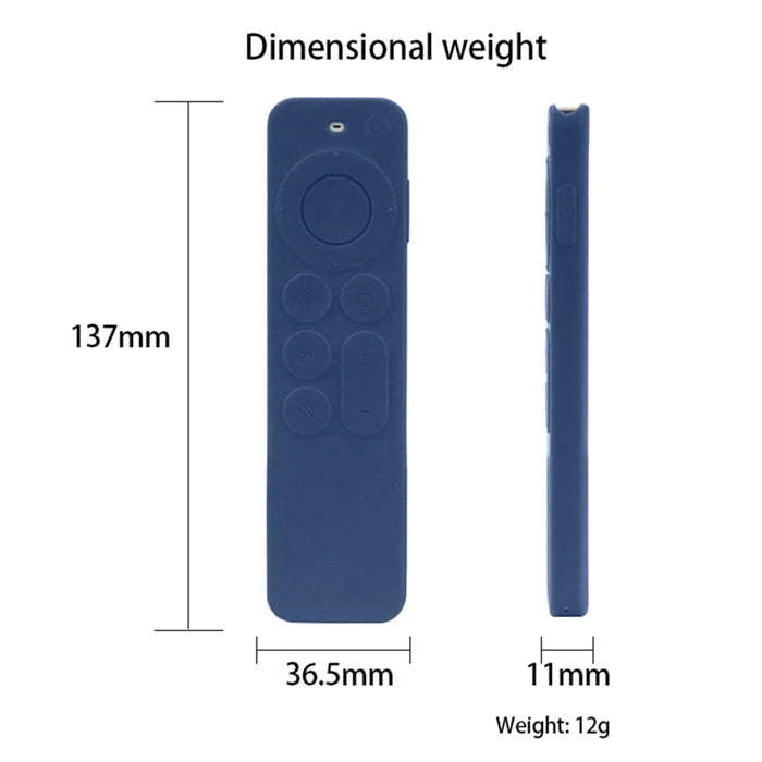 For Apple TV6 Remote Controller Drop-proof Case Silicone Protective Cover with Lanyard - Dark Blue - 7
