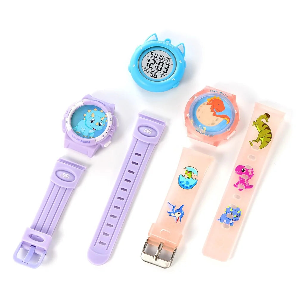 SKMEI 2236 Lovely Kids Round Wrist Watch Children Luminous DIY Digital Watch with 2 Straps - For Girls - 1